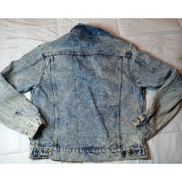 American Apparel blue denim distressed jean jacket women's size M 90s/Y2k - Picture 10 of 10